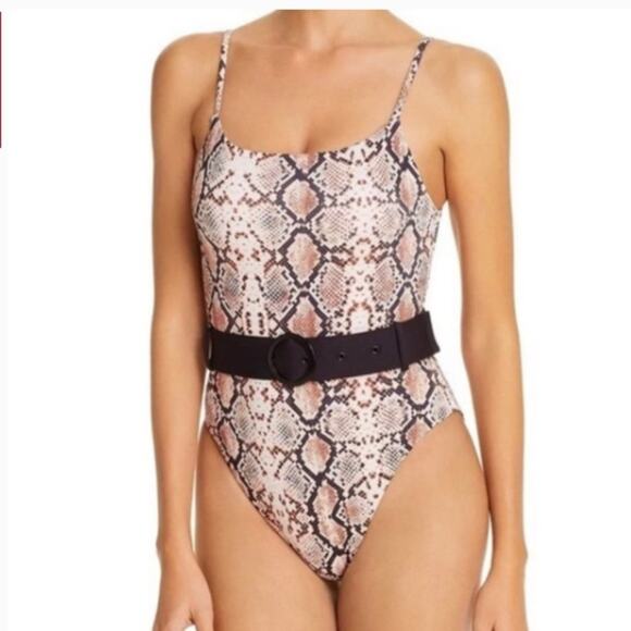 AQUA Lounge Snake Print One Piece High Cut Swimsuit *missing belt* MOB WIFE - Picture 1 of 4